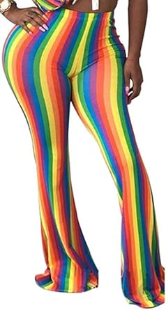 calça boca de sino listrada