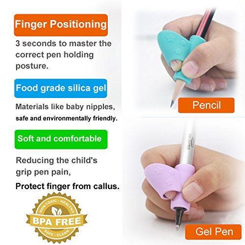Pencil Grips for Kids Handwriting, ddLUCK Pencil Holder Pen Writing Aid Grip Posture Correction Tool for Right Handed 6PCS/Set