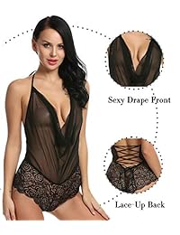 Avidlove babydoll de una pieza, lencería sexy para dama, halter de encaje