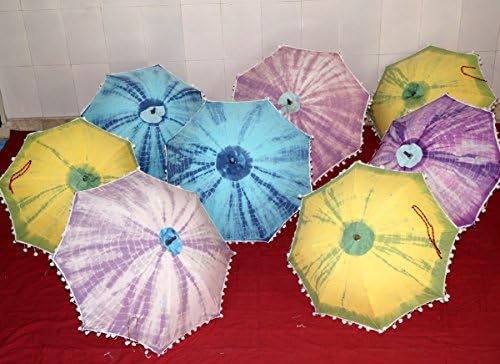 Tie Dye Umbrella Wholesale Cotton Umbrellas Indian Umbrella Sun Parasol Umbrella 5 Pcs Lot Size: 25" Inches Diameter, Length: 24"