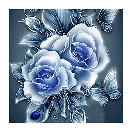 Full Square Drill 5D DIY Diamond Painting Blue Rose Embroidery Cross Stitch Mosaic Rhinestone Decor ï¼ˆ30x30cm/12x12inchï¼‰
