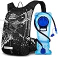 Mothybot Insulated Hydration Backpack Pack with 3L BPA Free Leak Proof Water Bladder, Large Storage Lightweight Hiking Daypack with Waist Pouches & Cooler Layer, for Running, Biking, Camping, Festival