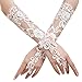 JISEN Women Wedding Lace Gloves Formal Banquet Party Fingerless Pierced Gift
