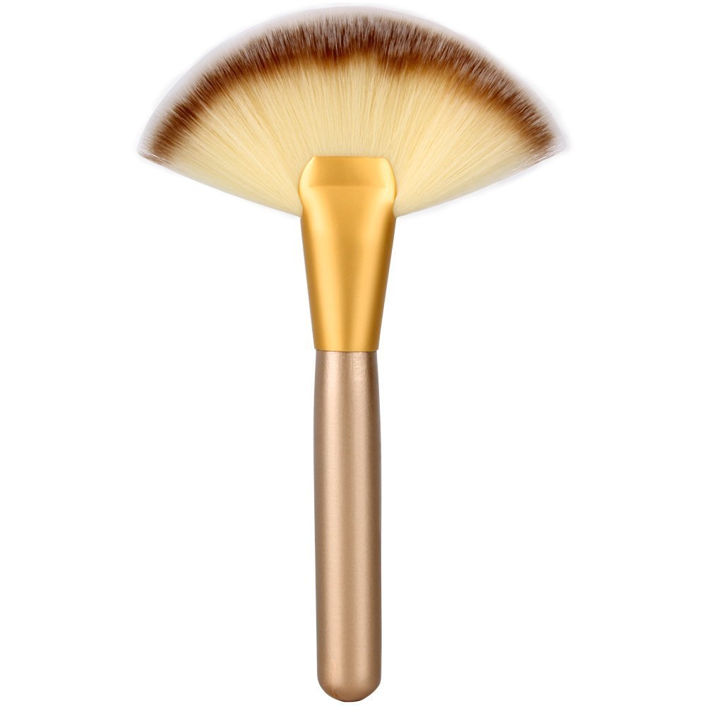 Neverland Beauty Professional 1Pc Portable Fan Shape Powder Concealor Blending Foundation Makeup Brush Gold