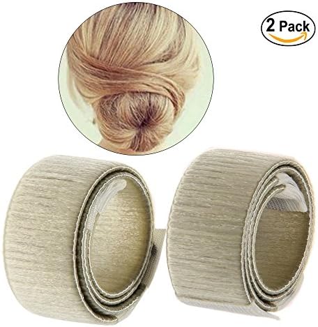 Hair Bun Make Sikenuo Fashion Women Hair Styling Disk Hair Clip-Beautiful Donut Bun Maker Former Foam French Twist Hairstyle Clip Perfect Bun Maker DIY Snap Beauty Crown and Donut Hair Bun Making Roll Tool Ponitail Holder For Tool Women Girls 2 Pack White