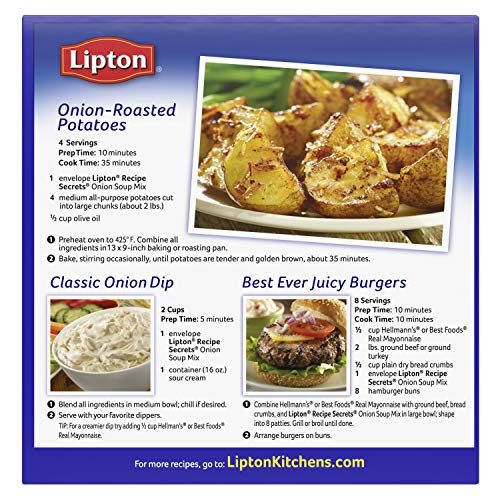 LIPTON RECIPE SECRETS SOUP AND DIP MIX FOR A DELICIOUS MEAL ONION GREAT WITH YOUR FAVORITE RECIPES, DIP OR SOUP MIX, 2 ENVELOPES, 2 OUNCE (PACK OF 1)