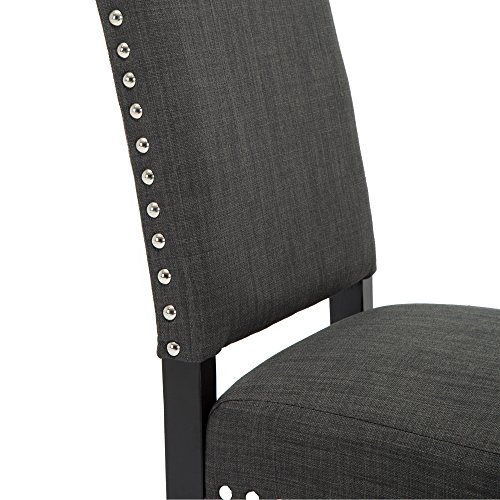 Set of 2 Mod Urban Style Solid Wood Nailhead Fabric Padded Parson Chair (Charcoal Grey Set of 4)
