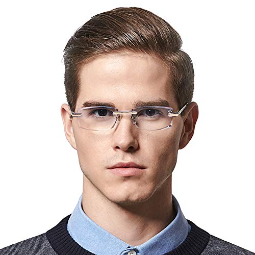 LUFF Premium Computer Reading Glasses Blue Light Blocking Diamond Cut Edge Design Spectacle Readers for Men(+2.5)