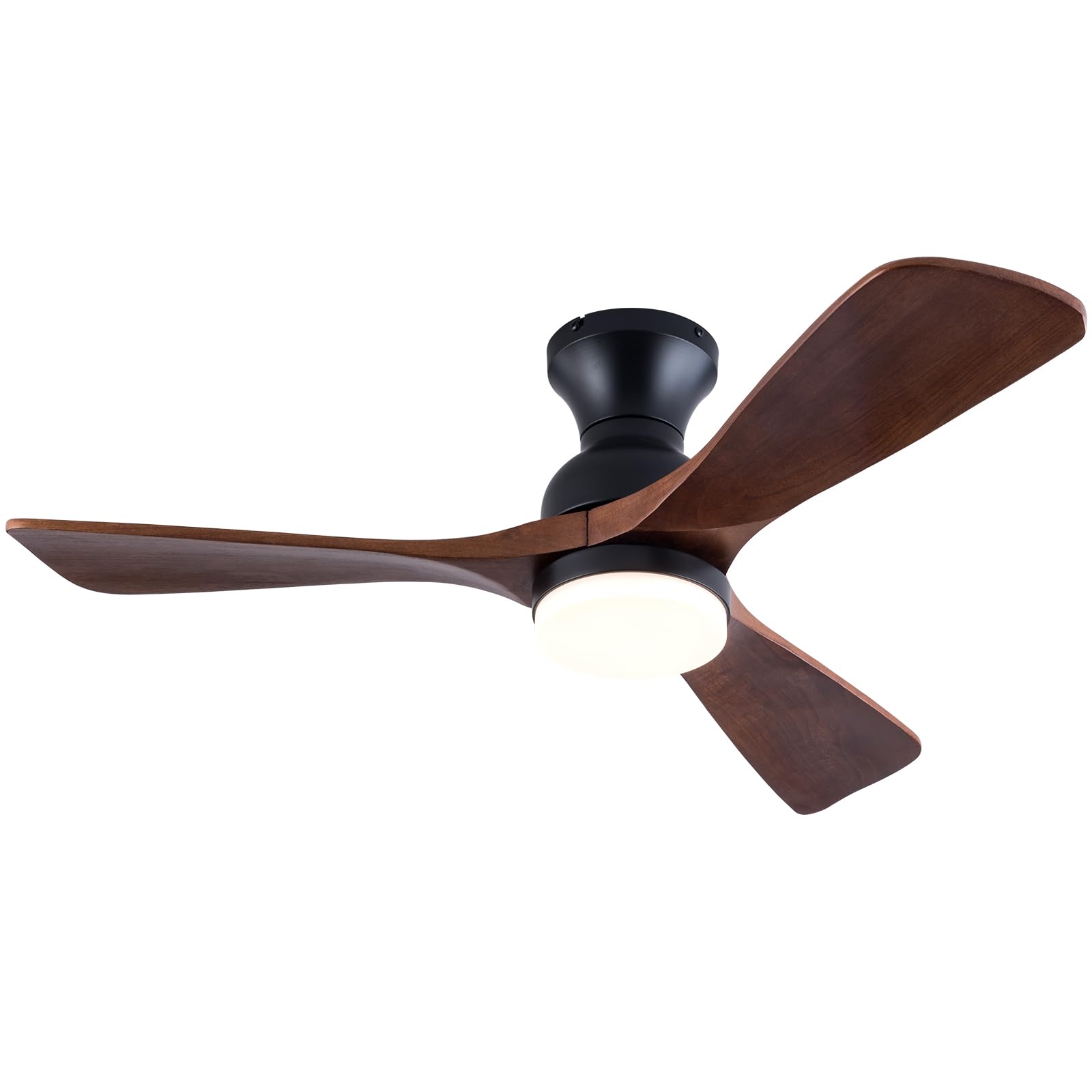 Photo 1 of XBIBI 42 Inch Low Profile Ceiling Fan with Light and Remote, Quiet 6 Speeds DC Motor Flush Mount Ceiling Fan, 3 Color Temperatures Wood Hugger Ceiling Fans with Lights, Indoor Outdoor Ceiling Fan