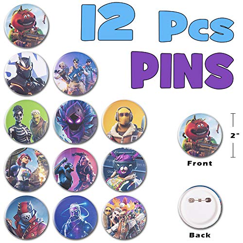 DMIGHT Birthday Party Supplies for Game Fans, 91 pcs Gaming Theme Party Toy Set - Include 12 Pcs Masks, 12 Pcs Silicone Bracelets, 12 Pcs Button Pins, 55 Pcs Stickers