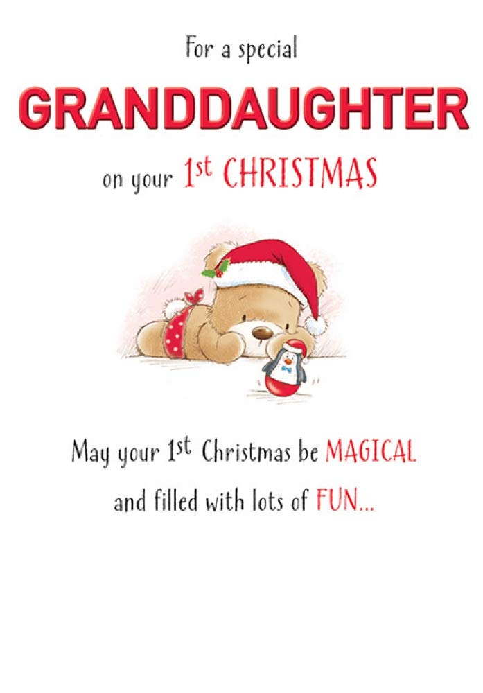 Piccadilly Greetings Cute Christmas Card Granddaughter 1st Xmas - 7 x 5 inches