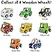 Wooden Wheels Natural Beechwood Chunky Cars and Vehicles Imagination Generation|For Children +12 Months| Black Taxi Cab