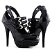 SHOW STORY Glam Mary Jane Black Vintage Stylish Cut-Out Heels for Women,LF30464BK39,8US,Black