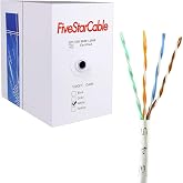 FiveStarCable Cat5e 1000 Ft 24AWG UTP 4 Twisted Pair Ethernet Router LAN Cable Wire Pull Box - White Color