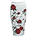 Women OL Style High Waist Floral Geometric Retro Sheathy Midi Pencil Skirt (M,2)