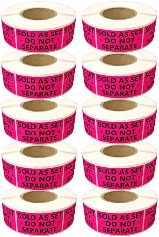 SELLER LABELS (TM) 10 Rolls / 5500 Labels - Best 2" X 1" Sold As Set Do Not Separate - (Similar to This Is A Set Do Not Separate, Shipping Labels) - Hot Pink [10 Pack]