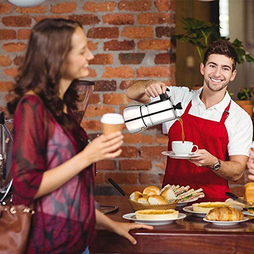Stovetop Espresso Maker - Moka Pot 6 Cups Demitasse Espresso Shot - Stainless Steel - AMFOCUS