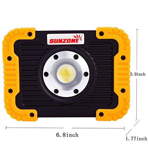 SUNZONE LED Work Light, Portable COB Flood Lights, Job Site Lighting,Builtin Rechargeable Battery Power Bank, IP55 Waterproof Rate for Outdoor Camping,Hiking,Car Repairing and SOS Emergency Mode