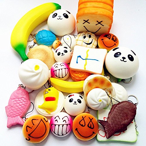 AOBOR Jumbo Medium Mini Soft Squishy Cake/Panda/Bread/Buns Phone Straps (10pcs)