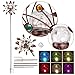 ZENY Solar Wind Spinner Multi-Color LED Lighting by Solar Powered Glass Ball with Kinetic Wind Aculptures Dual Direction Decorative Lawn Ornament Wind Mill