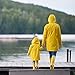 Paxcoo 2 Pcs Kids Reusable Rain Poncho with Hood and Sleeves, Yellow