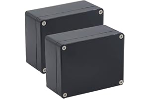 Raculety 2 Pack Project Box IP65 Waterproof Junction Box ABS Plastic Black Electrical Boxes DIY Electronic Project Case Power Enclosure 4.53"x3.54"x2.17"(115x90x55mm)