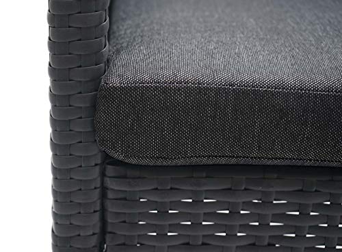 Mendler Gartengarnitur HWC-G12, Sitzgruppe Lounge-Set, Poly-Rattan 200x90cm - schwarz, Kissen dunkelgrau – Bild 6