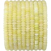 BEADIA Natural Lemon Jade Disk Stone Beads 4x2mm 160pcs Rondelle Loose Semi Gemstone Beads for Jewelry Making Design