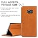 SHIELDON Vintage Slim Leather Flip Card Slots Stand Case for Samsung Galaxy Note 5, Tan Brown