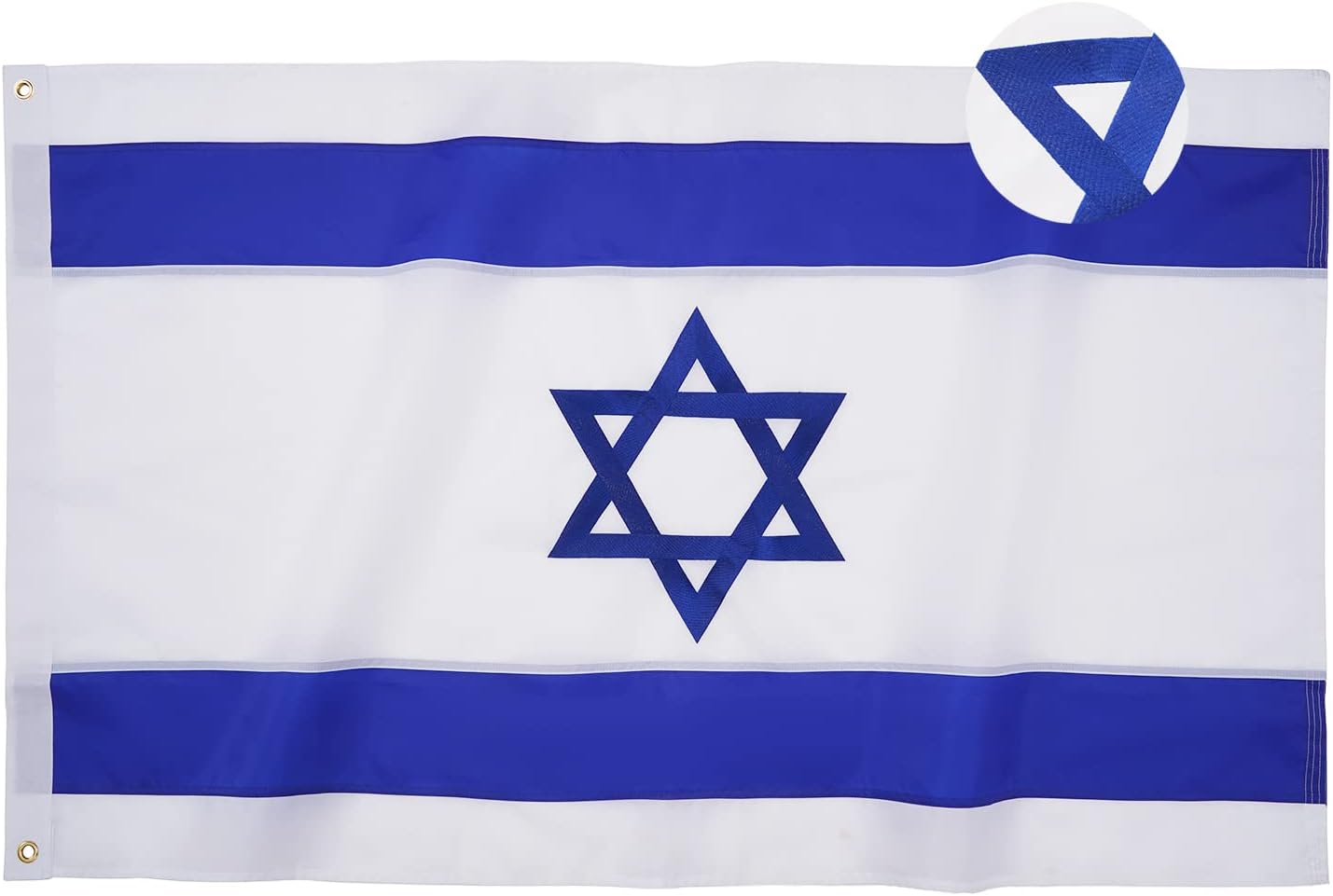 Flags - Homissor Israel Flag Embroidered Israeli National Flags 3x5 Foot Sewn Stripes Heavy Duty Outdoor with Brass Grommets