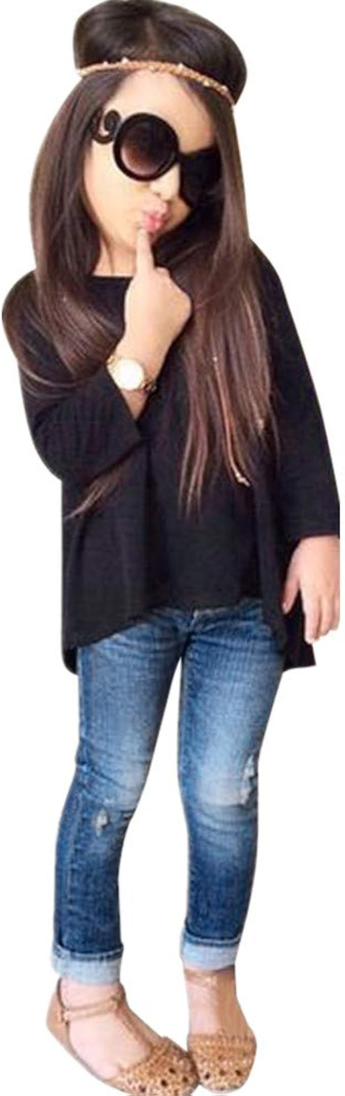 Amazon Co Jp Bao8 子供服 無地tシャツ 長袖シャツ 長パンツ 女の子 可愛い トップス 赤ちゃん服 春着 夏物 普段着 2点セット 1 ブラック 服 ファッション小物