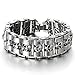 COOLSTEELANDBEYOND Heavy and Study Mens Stainless Steel Biker Skull Bracelet Silver Black Two-Tone Polished
