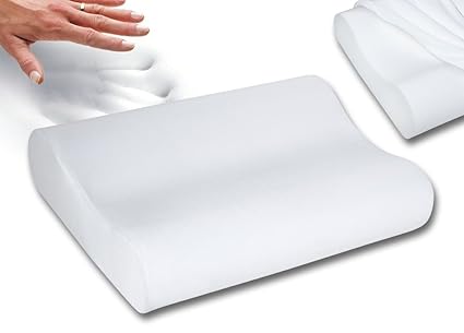 Qualimate Contour Cervical Orthopedic Memory Foam Pillow Memory Pillow, Memory Pillows for Sleeping, Memory Pillow for Neck, Memory Pillow Cover - 19.5x 11.5 x 4, White