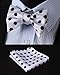 HISDERN Men's Bow Ties Polka Dot Self Tie Bowtie and Handkerchief Set White Classic Formal Business Tuxedo Bowties for Wedding Party