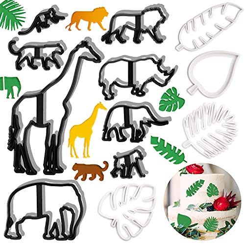 12 Pieces Tropical Leaf Cookie Cutter and Animals Cookie Cutter