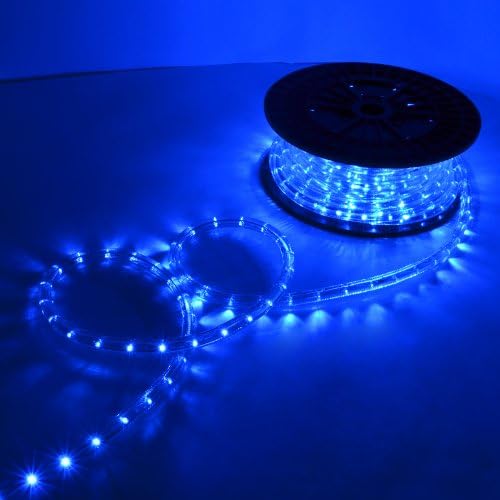 HomeSmith 50'-150' Ft Hitlight Cuttable LED Stripe Light Blue Green Red Warm/cool White Amber Christmas Halloween Decoration Business Signs Garden Fence Stairs Ceiling Decor 110V-120V Indoor Outdoor (Blue, 50ft)