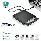 Elephant XuBlack Slim USB2.0 External Player External USB + DVD Combo CD-R/RW CD-ROM/XA DVD-ROM Burner Drive + Power Cord , Supports CD Burning for Computer,Laptop,TV and USB Port Device