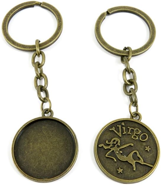 Ancient Bronze Keychain Keyring Key Chain Ring Charms Jewelry Making Handmade Y5LZ6 Virgo Cabochon Setting Base