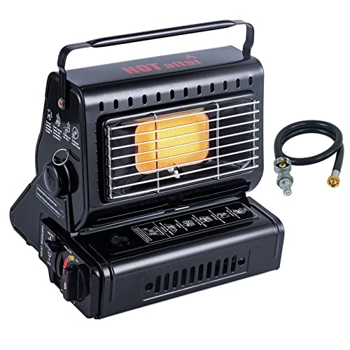 HOTaitai Portable Propane or Butane Dual Fuel Heater, Adjustable in  Camping Space Heaters with Portable Ha