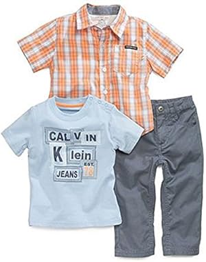 Calvin Klein Baby Boys' 3-Piece shirt, Tee & pants Set 12mo