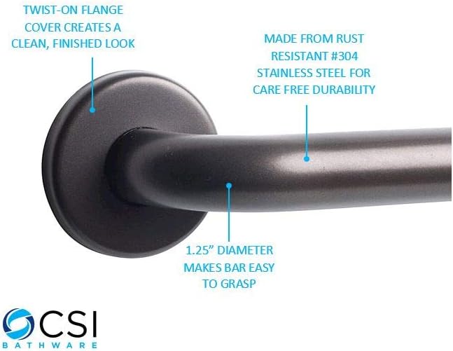 CSI Bathware BAR-SB18-TW-125-OB Straight Grab Bar, Oil Rubbed Bronze: Home Improvement