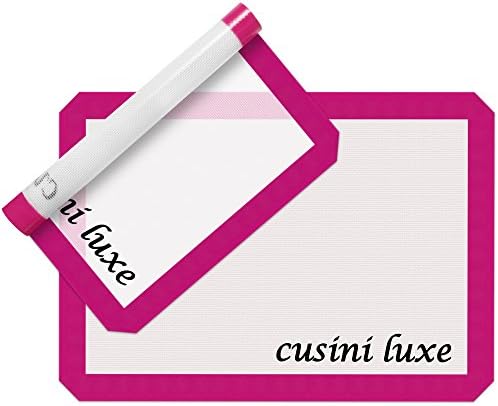 Silicone Baking Mat by Cusini Luxe - 2 Sheet Set in Pink, Professional Grade Non-stick Cookie Liner for Bake Pans. The Ultimate size -  16.5 x 11.5 inches. Oven, Microwave, Freezer & Dishwasher Safe