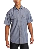 Key Apparel Men's Big-Tall Short Sleeve Western Snap Pre-Washed Chambray Shirt, Blue Chambray, 3X-Large-Tall