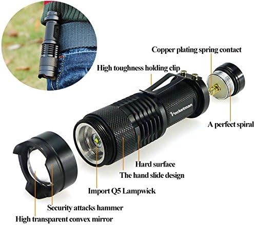 Pocketman SK68 One Mode 300LM Zoomable 396nm UV-Ultraviolet LED Black Flashlight for Detecting Pet Dog Stains Checking Passport Money,Cosmetic and More - Image 4