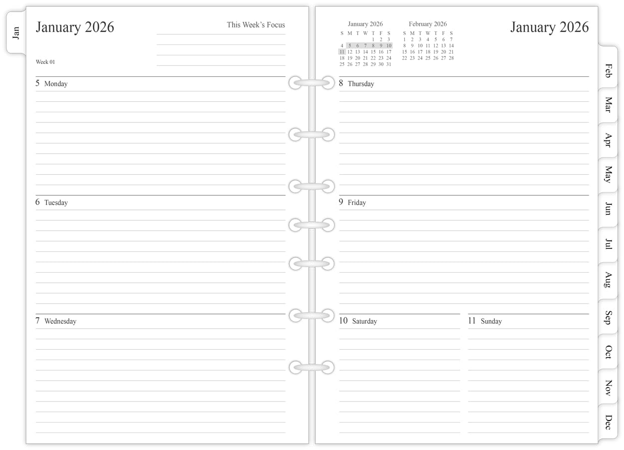 Photo 1 of newestor 2026 Weekly & Monthly Planner Refill, 5-1/2" x 8-1/2", Jan 2026 to Dec 2026, 7-Hole Punched for Mini Binders