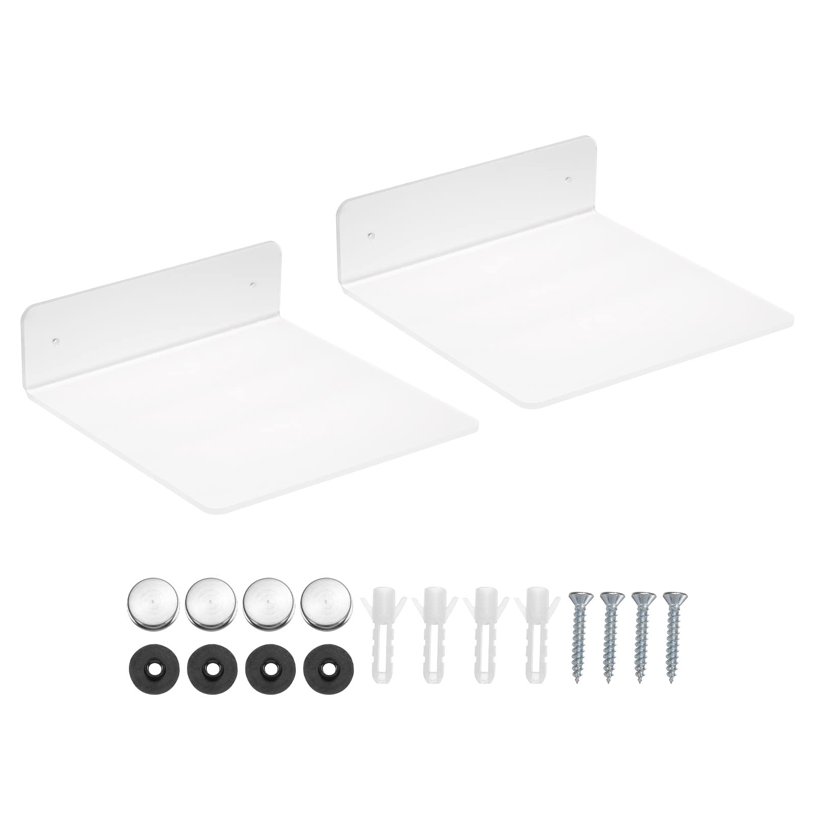 PATIKIL 7.87 x 7.87 Inch Acrylic Floating Shelf, Floating Wall Mounted Shelves for Bathroom Wall Decoration, Transparent 2 Pack