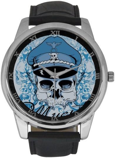 Men's Punk Skull Stainless Steel Leather Strap Waterproof Band Wrist Watch