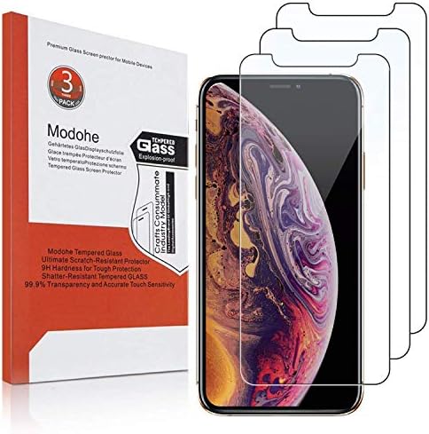 Modohe 3-Pack Screen Protector for iPhone XS and iPhone X, 9H Tempered Glass Anti-Shatter Film 5.8 inch [3D Touch Compatible]