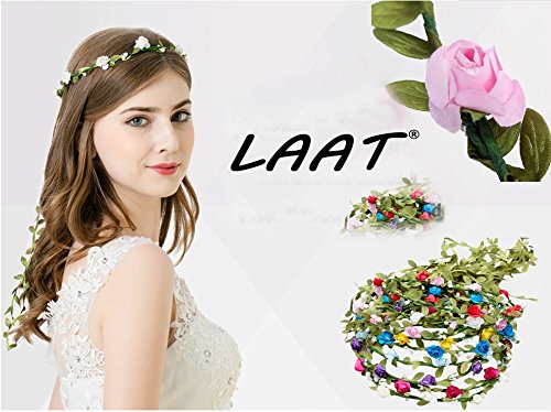 image for LAAT Flower Crown Headband Floral Garland Crown Women's Beach Headband