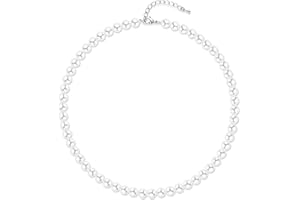 Aleasha Faux Pearl Strand 4mm-10mm 14"-22" White Pearl Necklace Choker Women Men Wedding Jewelry